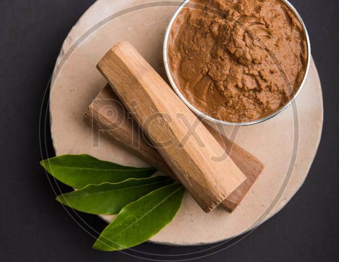 Chandan or sandalwood paste and sticks