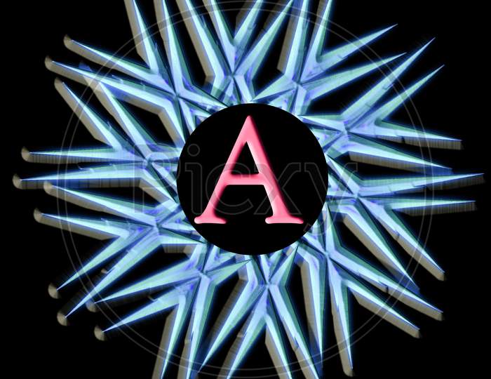 Alphabet A 3D Single Graphic Flower And Background