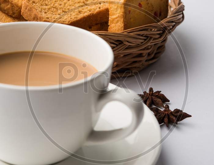 indian punjabi or Delhi bread toast and tea