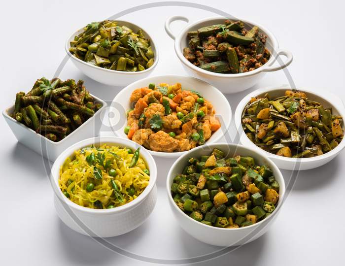 Group of Indian style Vegetable recipe