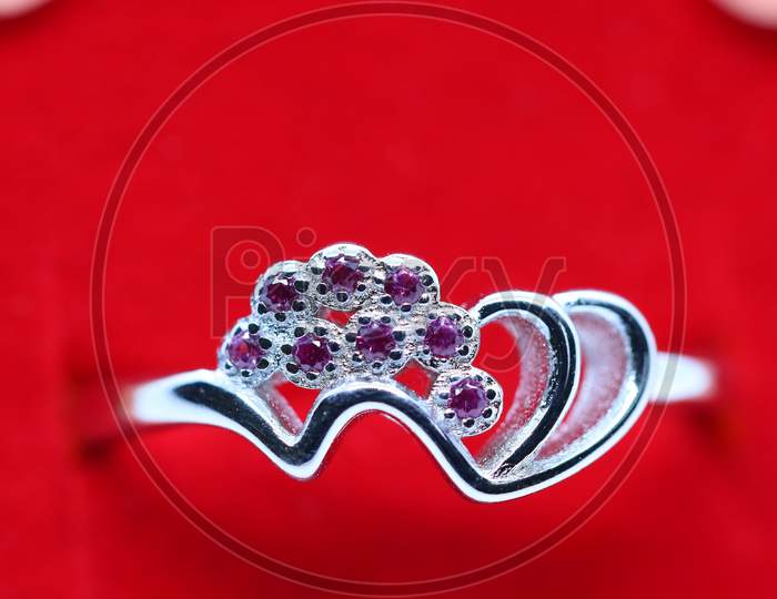 Silver Ring With Pink Stone