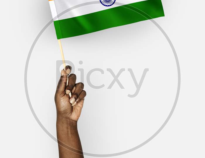 Person Waving The Flag Of Republic Of India