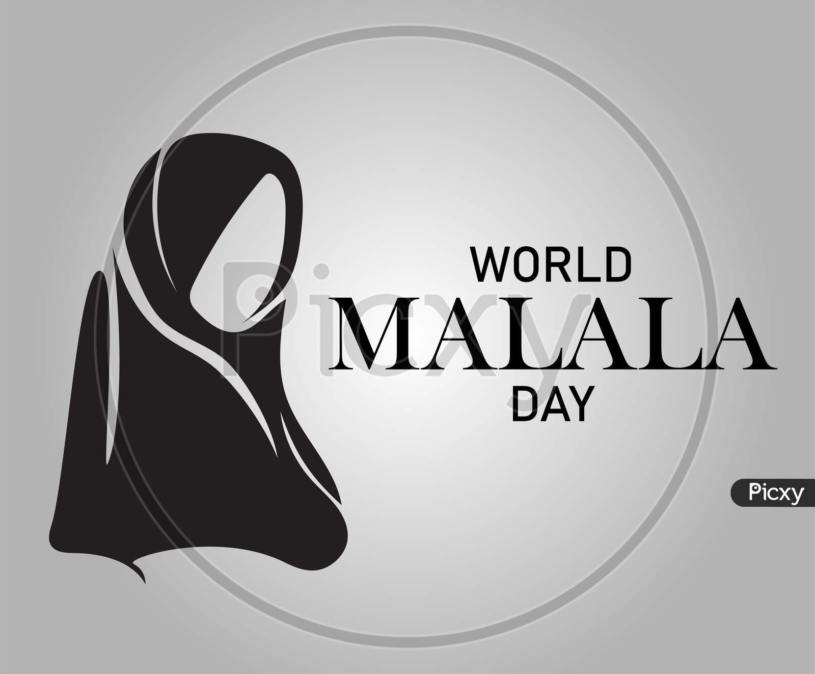 World Malala Day, 12Th July, Malala Yousafzai, Black And White, Poster, Illustration Vector