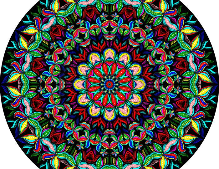 Colorful Vector Mandala Ornamental Round Lace Pattern
