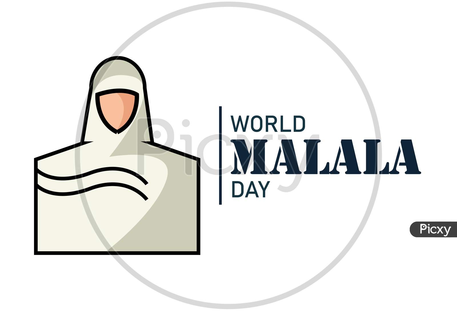 World Malala Day, 12Th July, Malala Yousafzai Flat Abstract Logo, Hijab Women Icon, Illustration Vector
