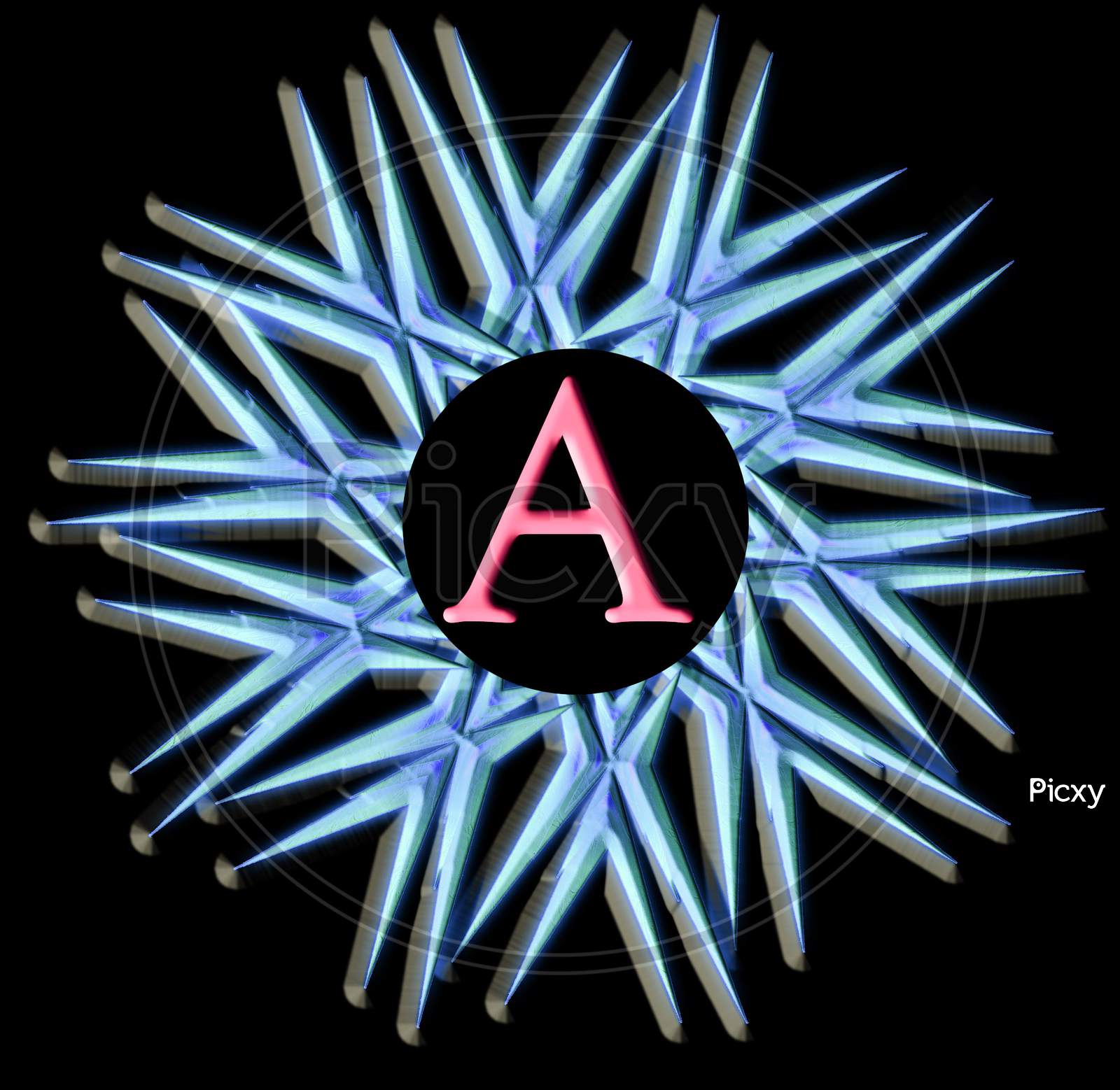 Alphabet A 3D Single Graphic Flower And Background