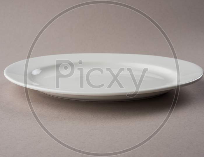 Empty white ceramic long plate