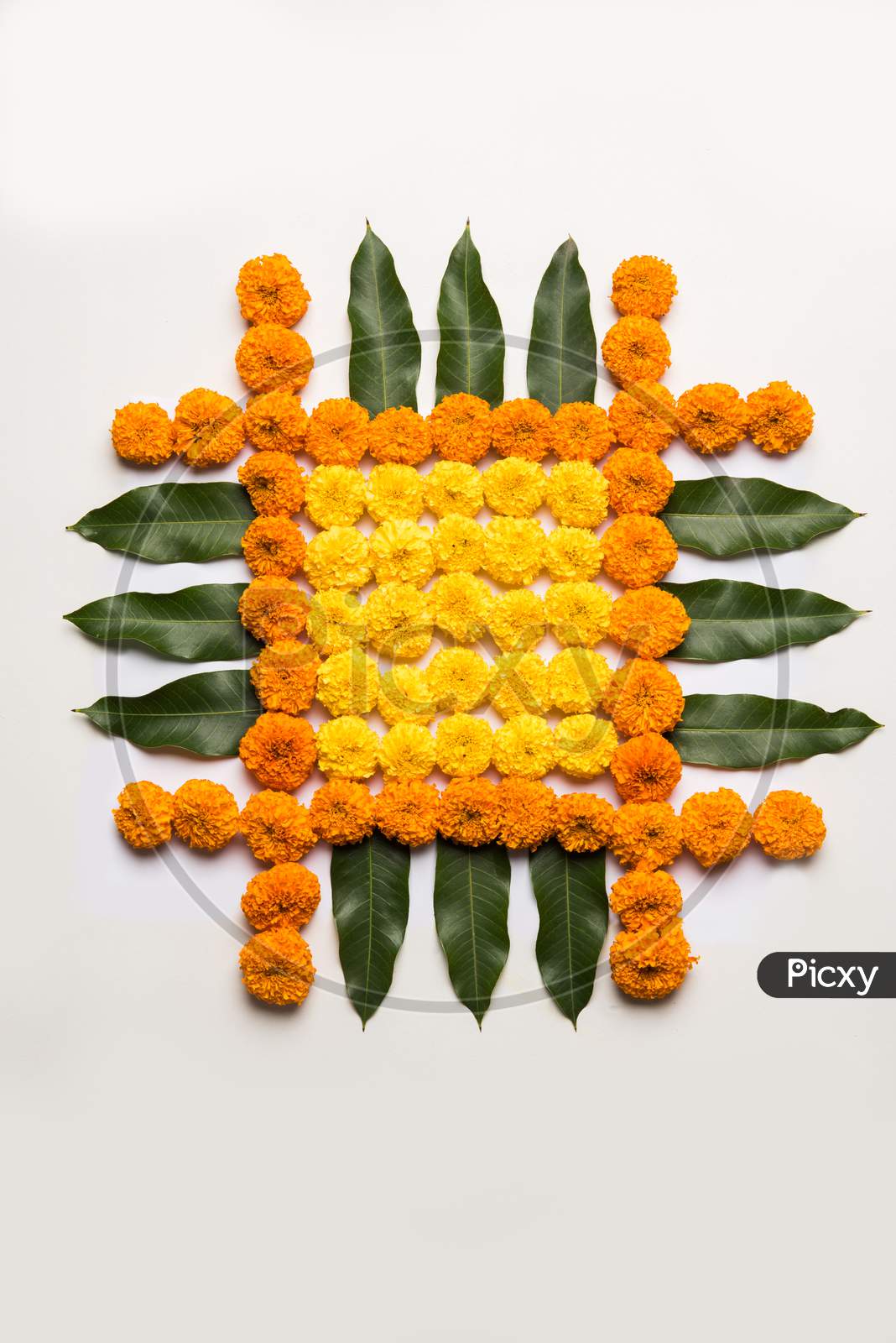 Flower Rangoli for Diwali or Pongal or Onam Festival