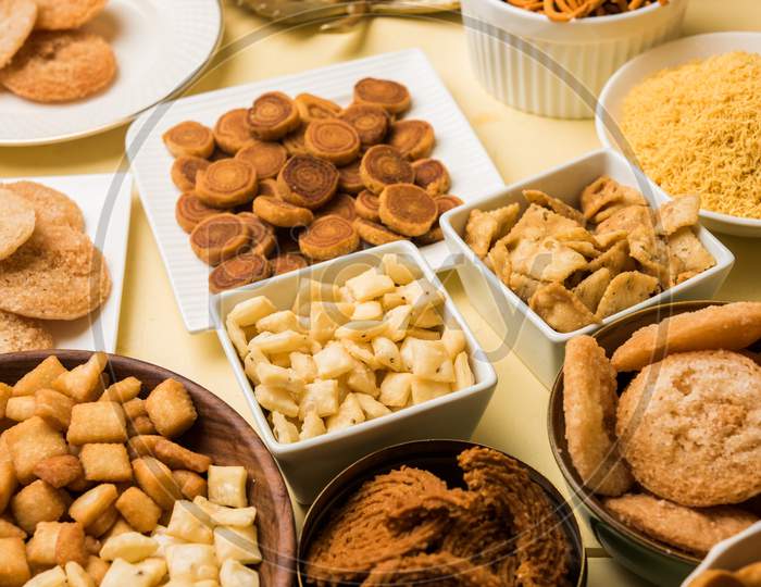 Diwali food /snacks / sweets, selective focus