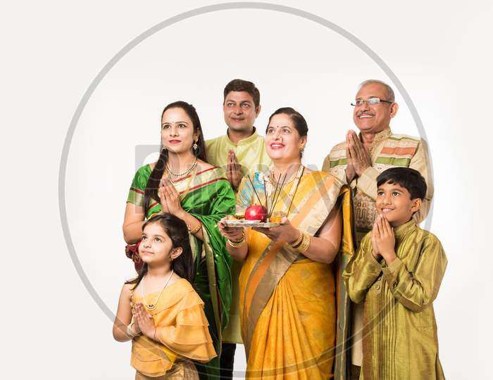 Indian family celebrating festival