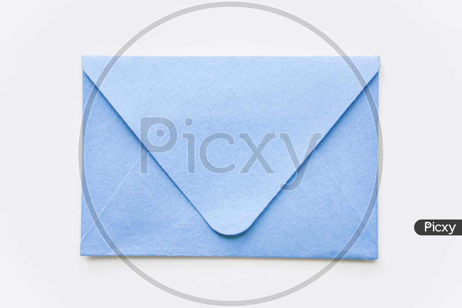 Classic Blue Envelope With Round Corners On The White Background