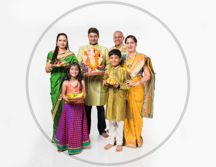 Indian family celebrating festival