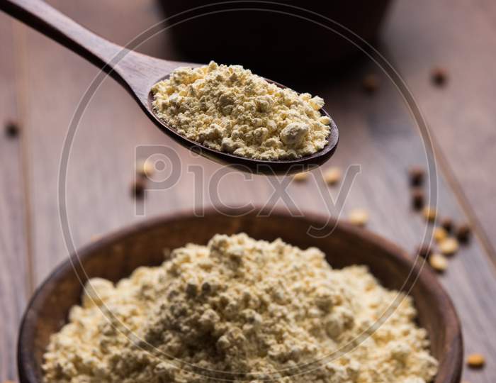 Chick pea flour / Besan powder with sweet laddu