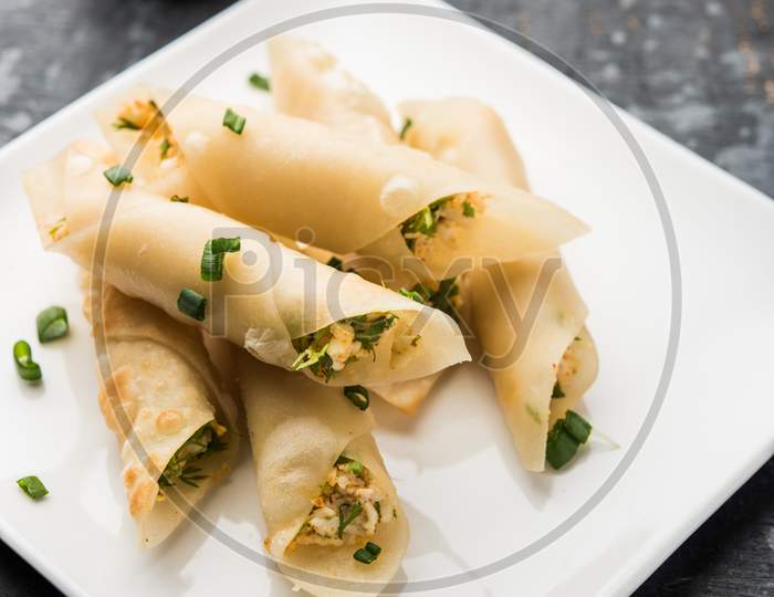 Paneer chilli cigar snacks or starter for party