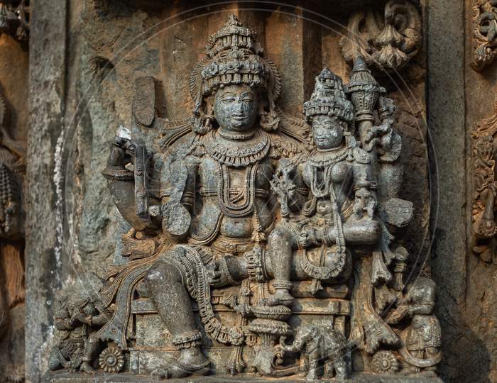Shiva and Parvati Stone Sculpture