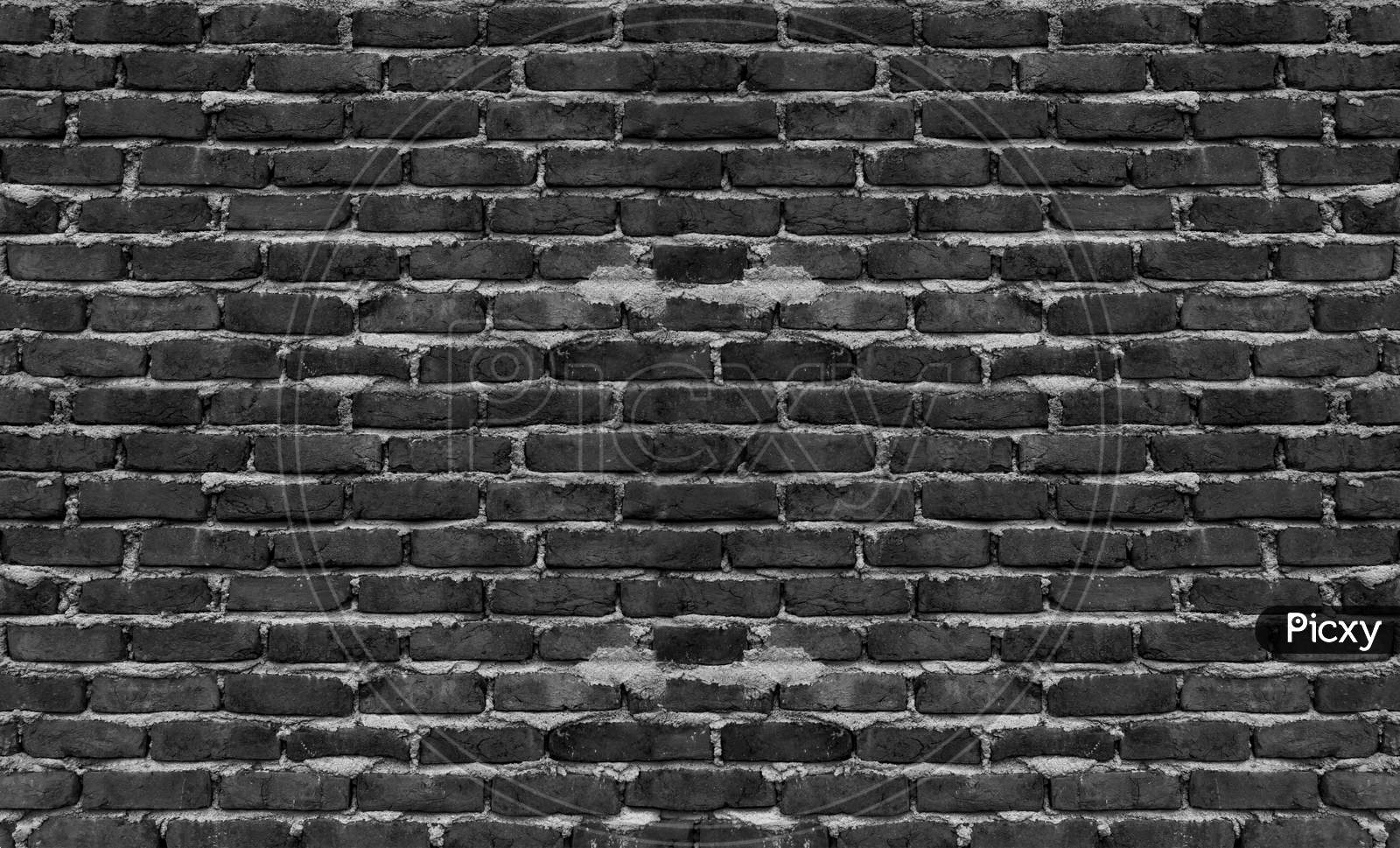 Dark Brick Wall Uneven Texture. Grunge Vintage Background
