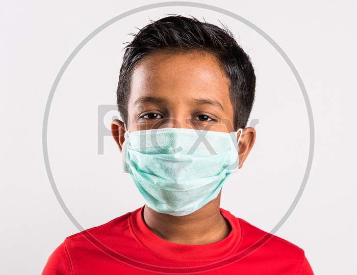 Small boy / kid with medical health mask