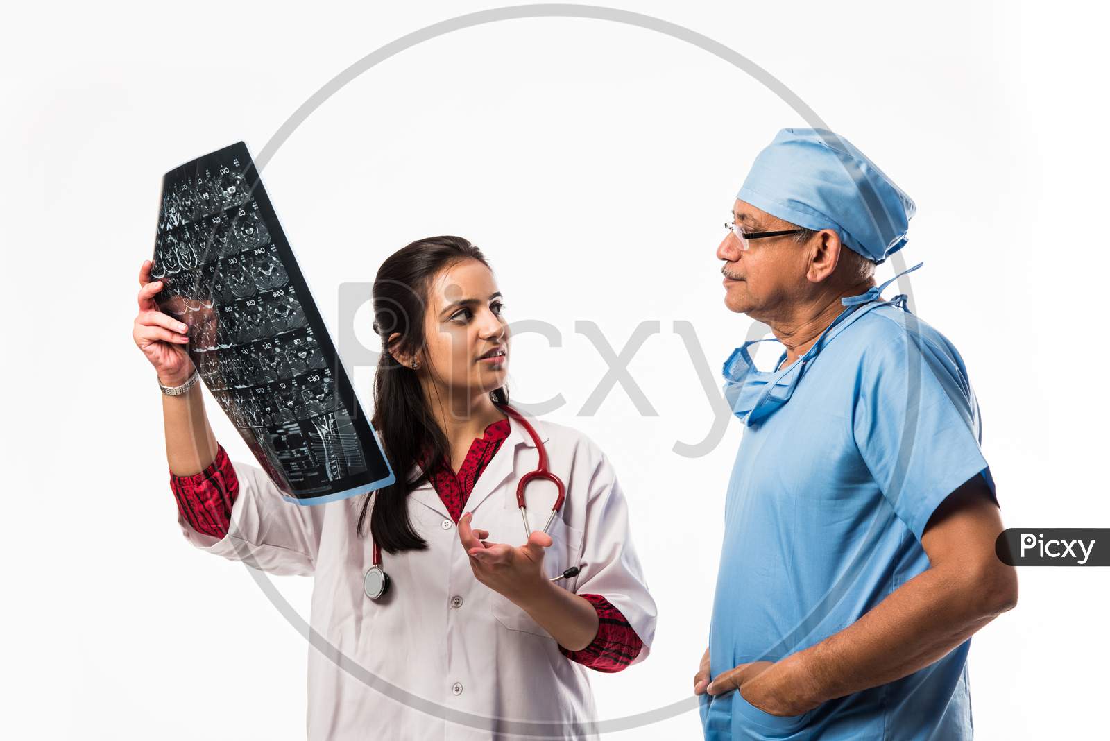 Doctors checking Xray / MRI report