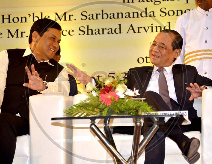 Chief Justice of India Ranjan Gogoi with Assam Chief Minister Sarbananda Sonowal