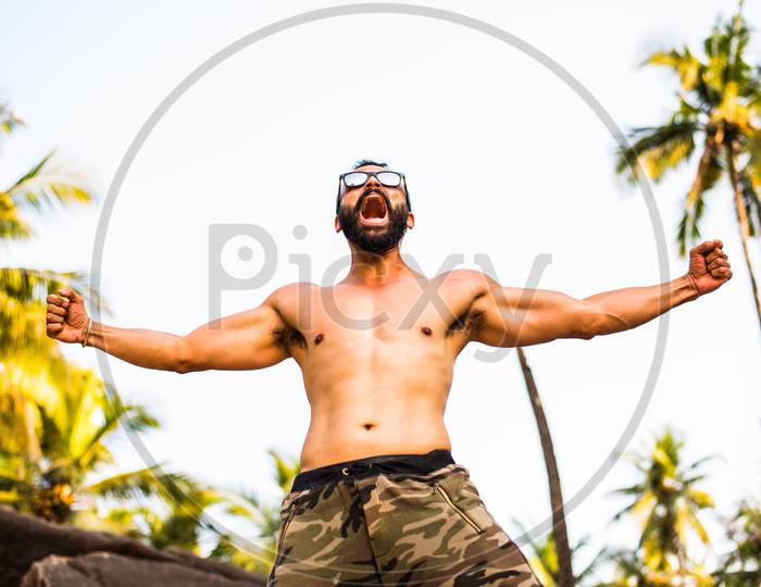 Indian Male Fitness Model at beach