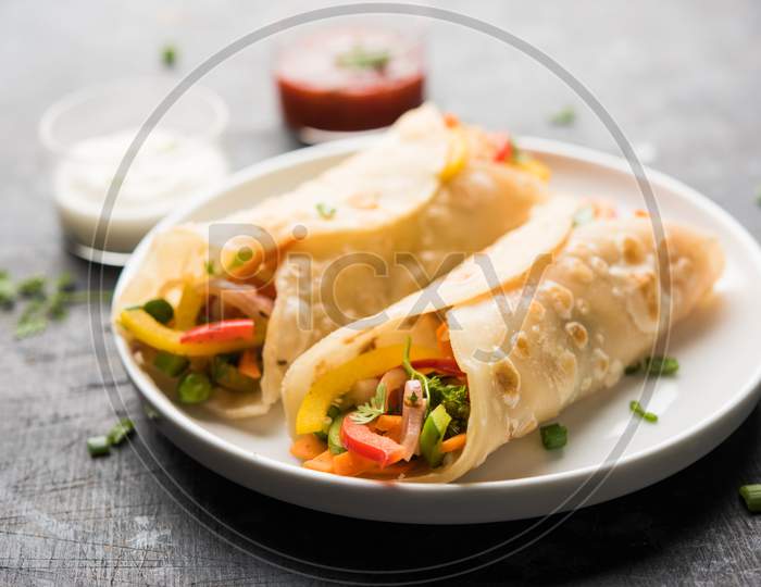 Indian Veg chapati Wrap / Kathi Roll