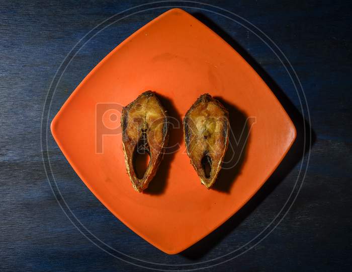 Raw pieces of ilish .the world famous ilish fish of padma river of bangladesh