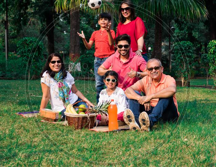 Indian Family enjoying picnic / outing