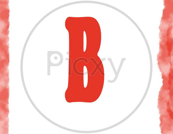 Alphabet capital B in red over white background.