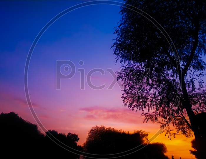 Beautiful Sunset At  Dholpur, Rajasthan, India.