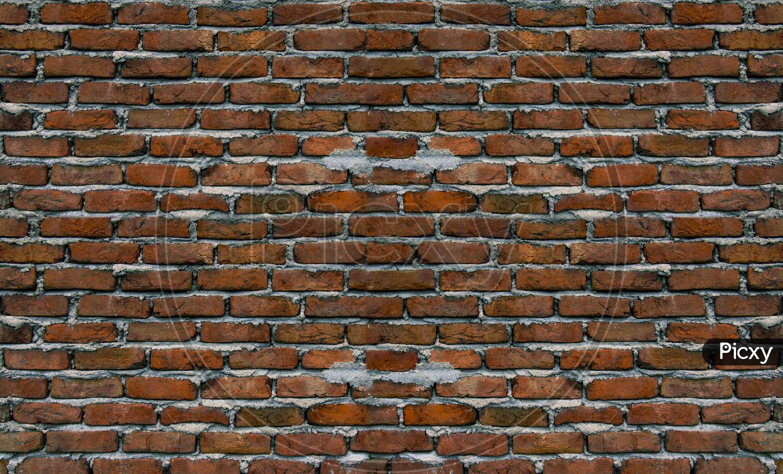 Old Brick Wall Uneven Texture. Grunge Red Vintage Background