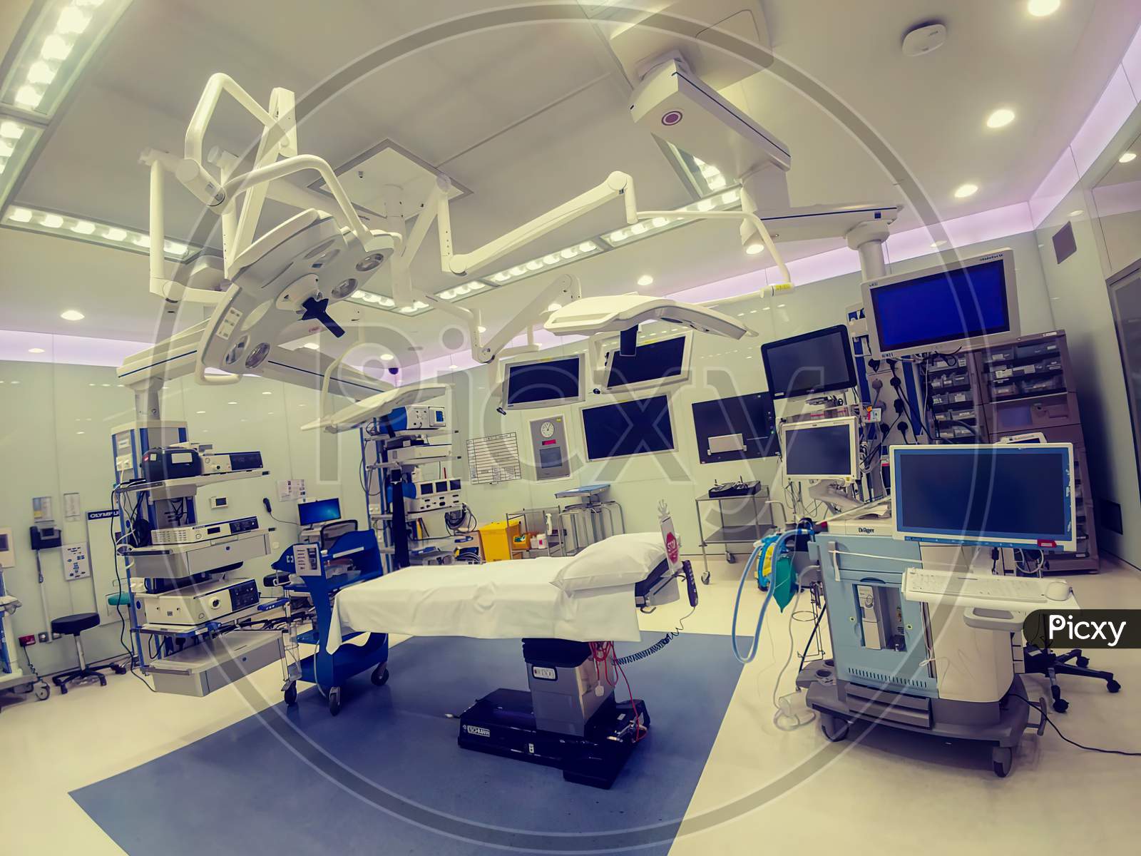 Operating theater  (room) in a modern hospital interior shot with no people