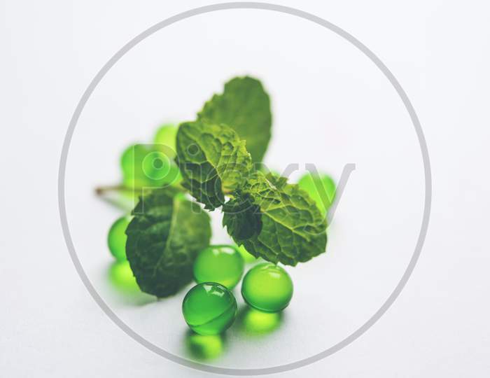 Pudina/mint leaves and pills