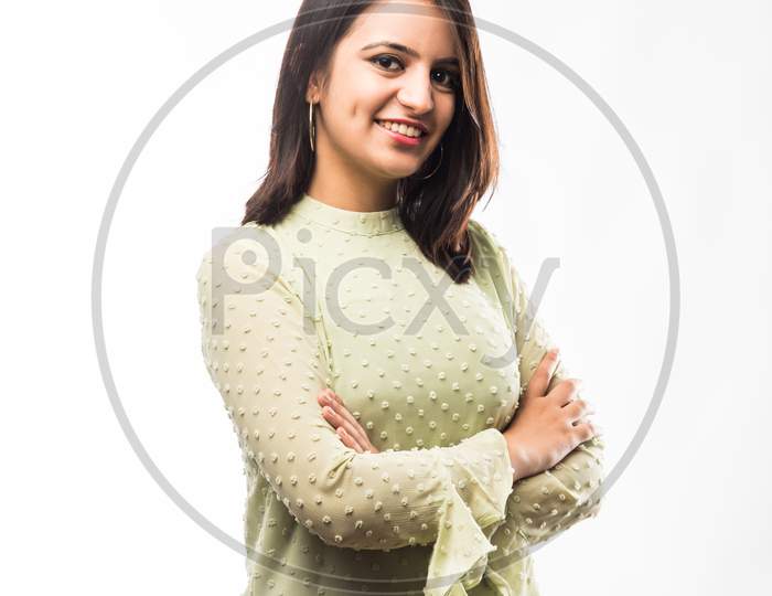 Girl with hands folded or crossed hands