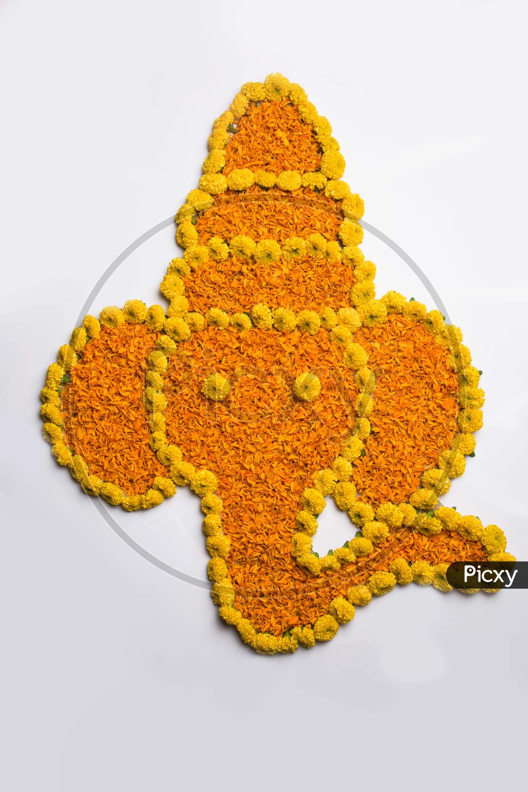 Ganapati or Ganesha shape flower Rangoli