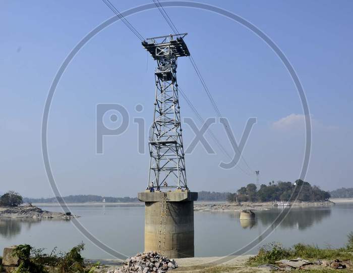 A view of Newly ongoing constructed Ropeway over river Brahmaputra