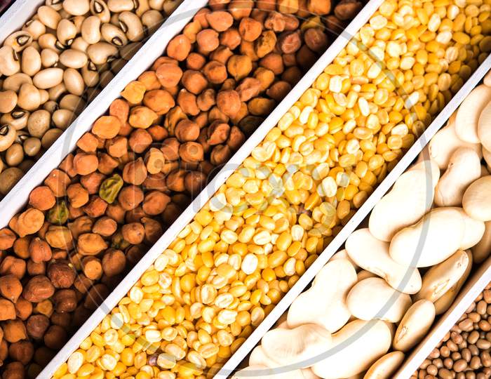 Indian Beans,Pulses,Lentils,Rice and Wheat grain
