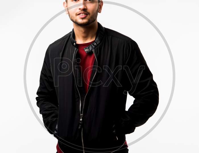 male fashion model wearing jacket