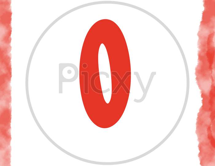 Alphabet capital O in red over white background.