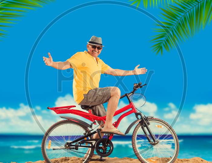 senior man riding on bicycle