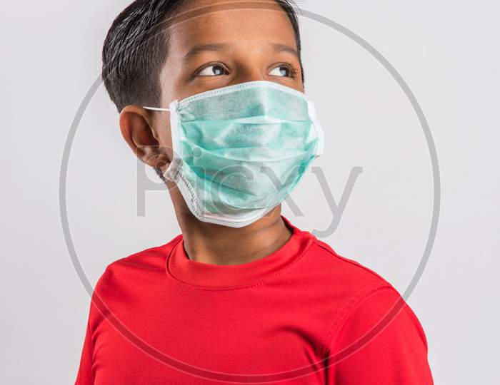 Small boy with medical health mask
