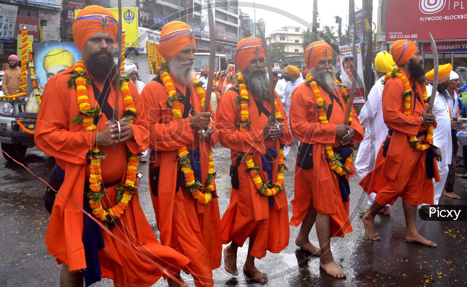 Sikh Devotees taking out a procession
