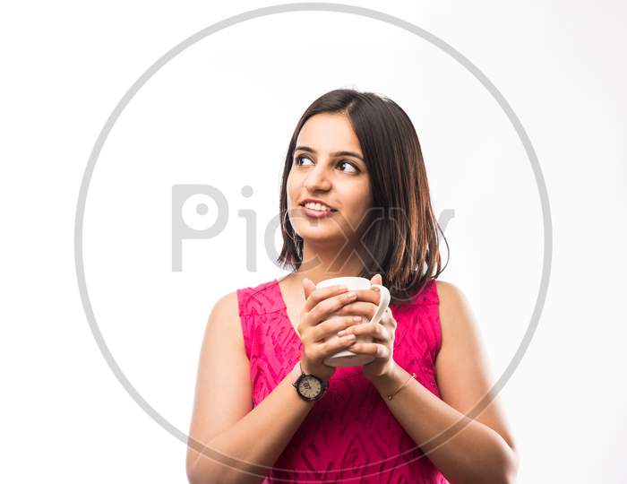 Indian girl drinking Coffee