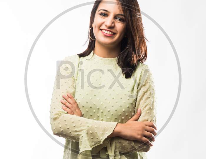 Girl with hands folded or crossed hands