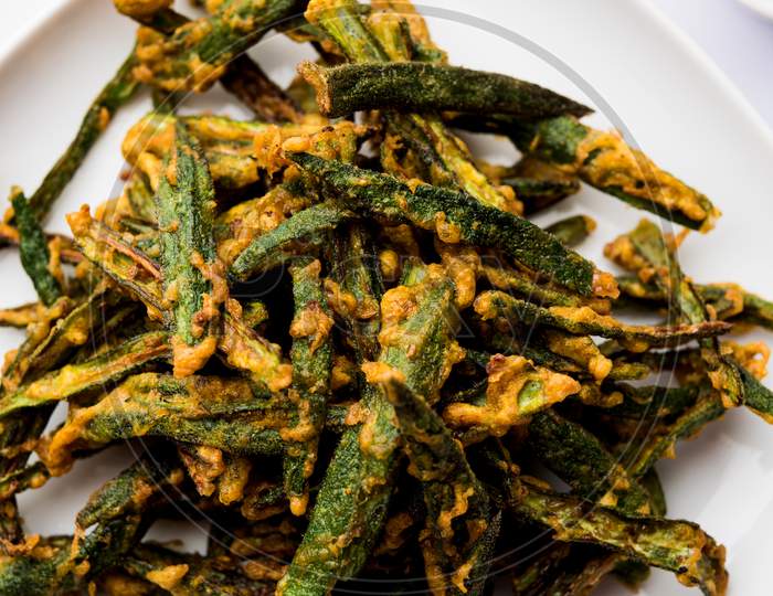 Kurkuri bhindi or crispy ladyfinger or okra fry