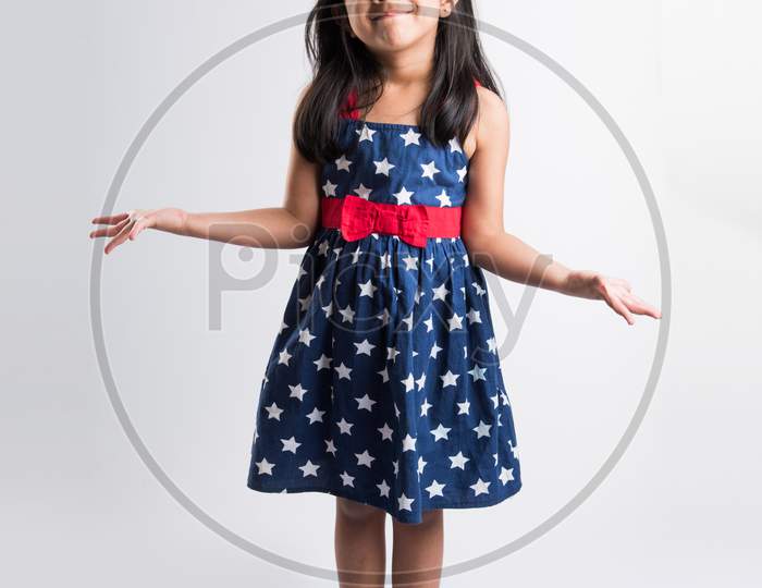 Portrait of Indian small girl over white background