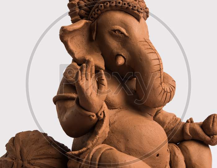 eco friendly Ganesh/Ganpati idol or murti, home made. selective focus