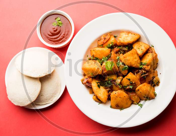 fried masala idli or Masala Idli fry is a popular indian Snack made using leftover idlies