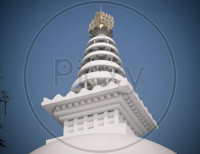 The Famous Buddhist World Peace Stupa Or Viswa Shanti Stupa Peak In Rajgir, Bihar, India.