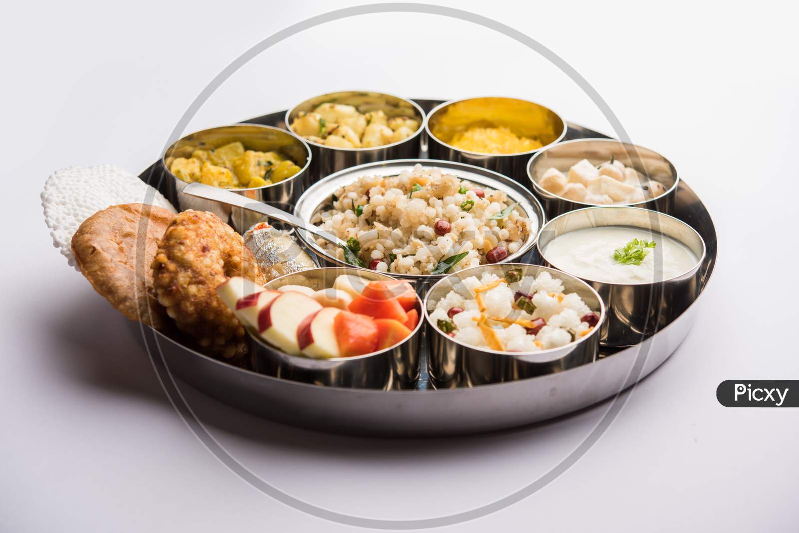 Navratri Upwas Thali / Fasting food platter, selective focus