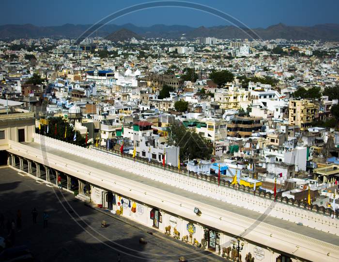 Udaipur Cityscape Scene From City Palace